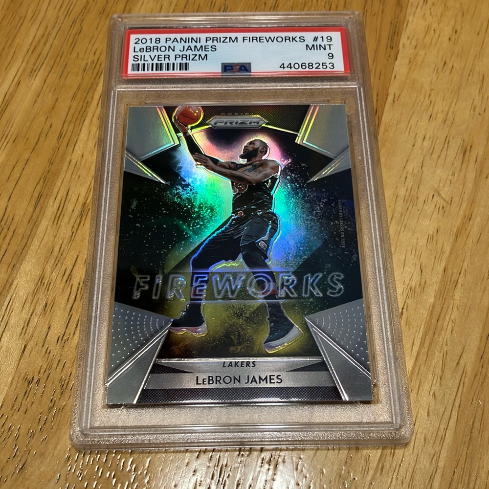 2018 Panini Prizm LeBron James Fireworks Silver #19 PSA 9.